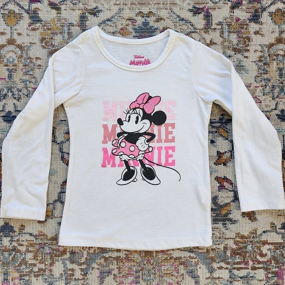 Disney Jr. Minnie Long Sleeve White Top, Size 4T